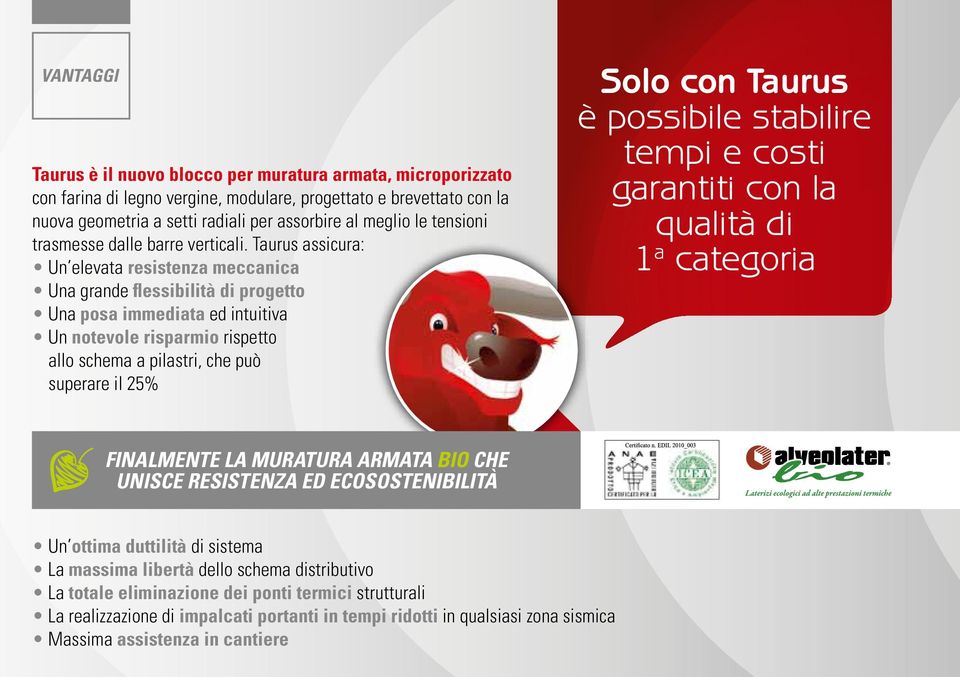 Taurus assicura: Un elevata resistenza meccanica Una grande flessibilità di progetto Una posa immediata ed intuitiva Un notevole risparmio rispetto allo schema a pilastri, che può superare il 25%