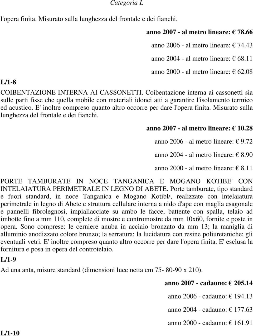 Coibentazione interna ai cassonetti sia sulle parti fisse che quella mobile con materiali idonei atti a garantire l'isolamento termico ed acustico.