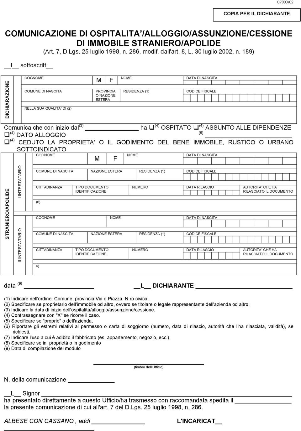 Riportare gli estremi relativi al permesso o carta di