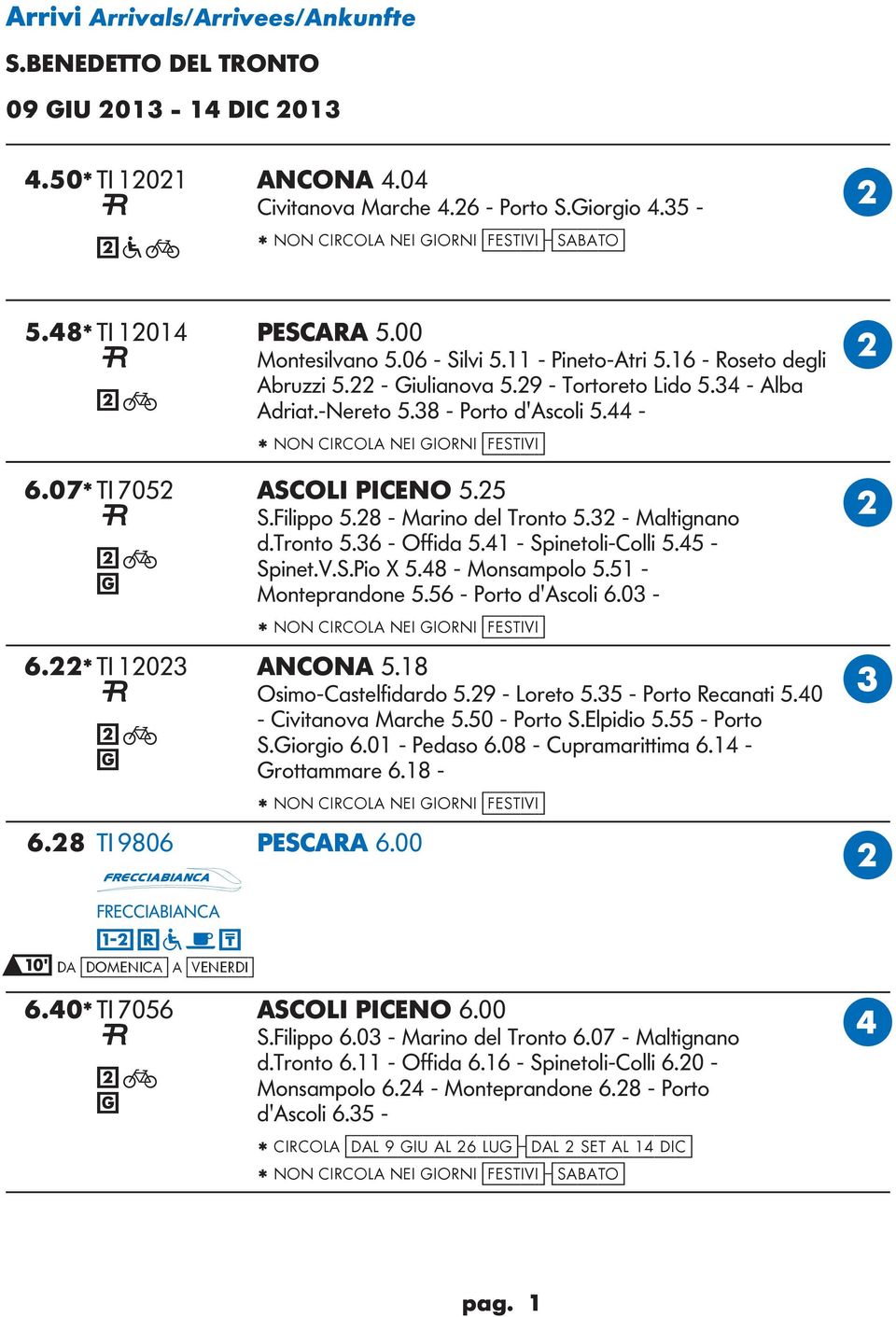 44 - * NON IROA NEI IORNI [festivi] 6.07* TI 705 ASOI PIENO 5.5 S.Filippo 5.8 - Marino del Tronto 5.3 - Maltignano d.tronto 5.36 - Offida 5.41 - Spinetoli-olli 5.45 - Spinet.V.S.Pio X 5.