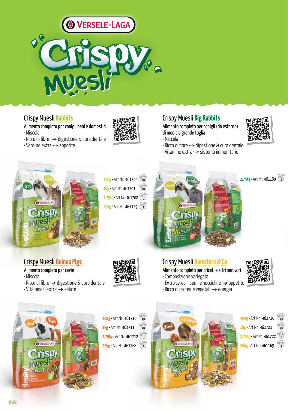 Nr.: 4629 Crispy Muesli Guinea Pigs Alimento completo per cavie Miscela Ricco di fibre digestione & cura dentale Vitamina C extra salute Crispy Muesli Hamsters & Co Alimento completo per criceti e