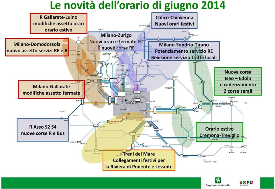 servizio RE Revisione servizio tratte locali Milano Gallarate modifiche assetto fermate Nuova corsa Iseo Edolo e cadenzamento 2 corse