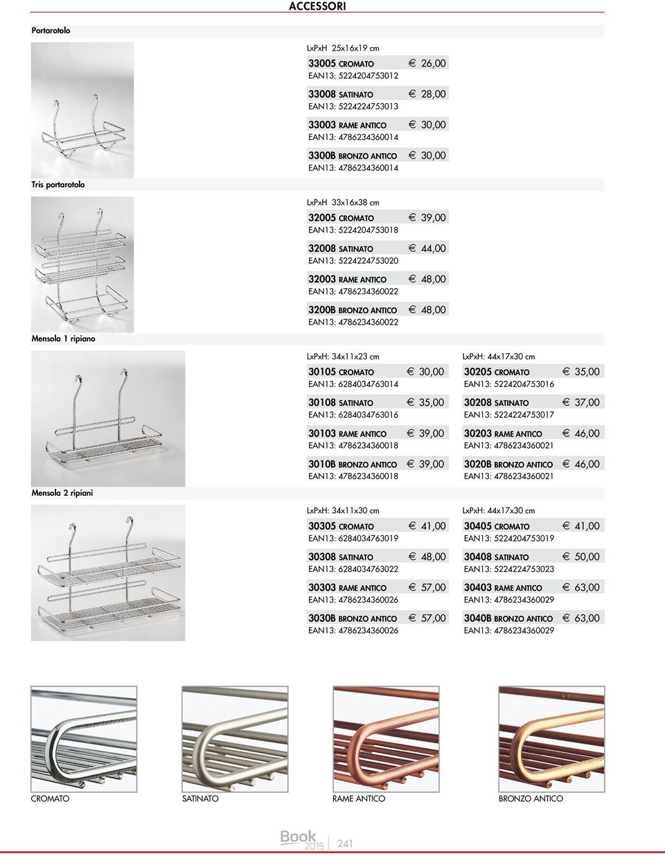 3 Menso 1 ripiano T323 A B ERAME L L A ANTICO F I N I T E U R4, E A C C E S S O R I P O R T A O G G E T T I CHART EAN13: 476234322 OF FINISHING ACCESSORIES FORTRINKET-HOLDERS.