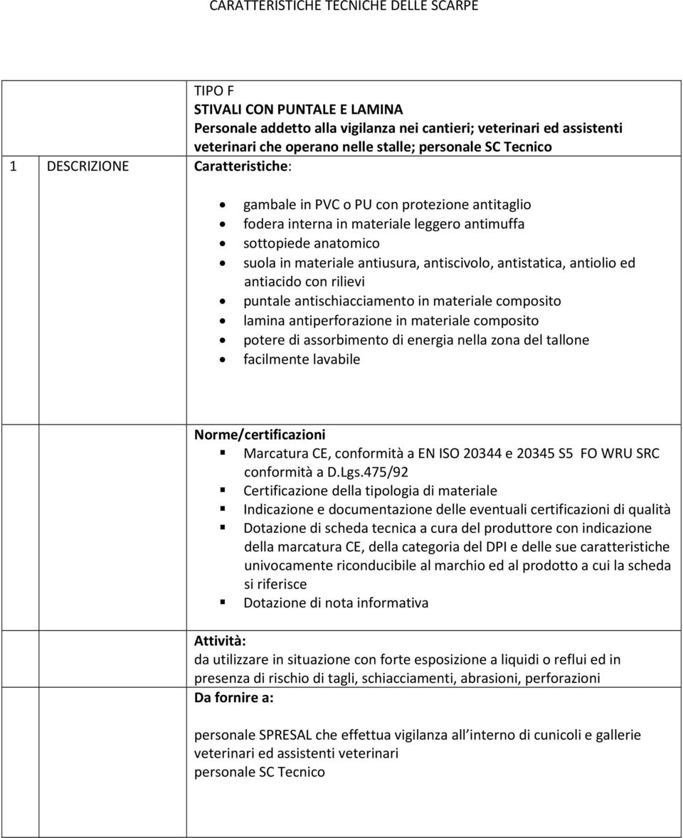 antischiacciamento in materiale composito lamina antiperforazione in materiale composito facilmente lavabile Marcatura CE, conformità a EN ISO 20344 e 20345 S5 FO WRU SRC univocamente riconducibile