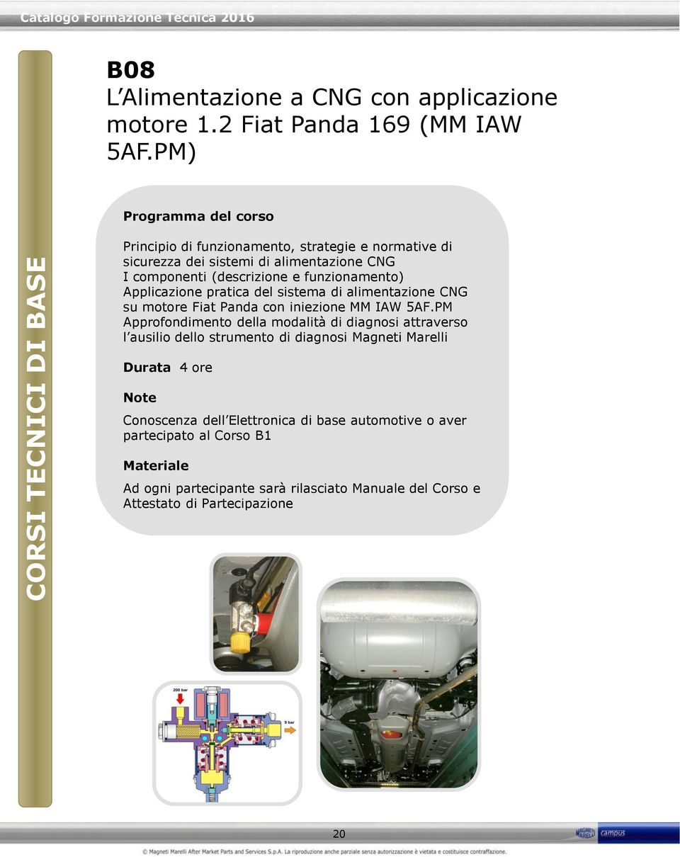 pratica del sistema di alimentazione CNG su motore Fiat Panda con iniezione MM IAW 5AF.