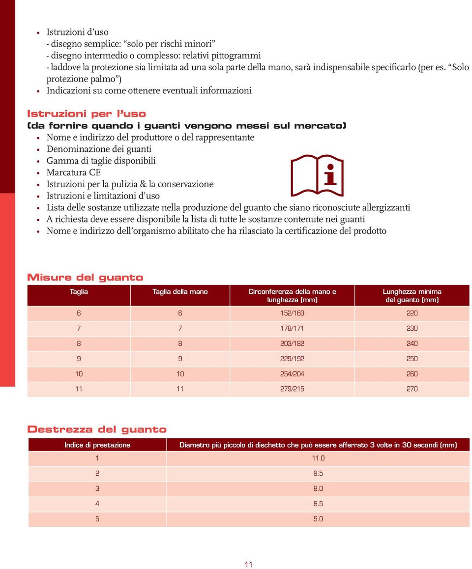 Solo protezione palmo ) Indicazioni su come ottenere eventuali informazioni Istruzioni per l uso (da fornire quando i guanti vengono messi sul mercato) Nome e indirizzo del produttore o del