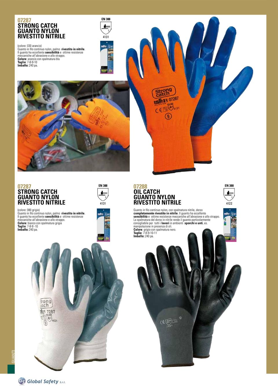 07287 strong CAtCh GuANto NYLoN RIVEstIto NItRILE 4131 07288 oil CAtCh GuANto NYLoN RIVEstIto NItRILE 4122 (colore: 080 grigio) Guanto in filo continuo nylon, palmo rivestito in nitrile.