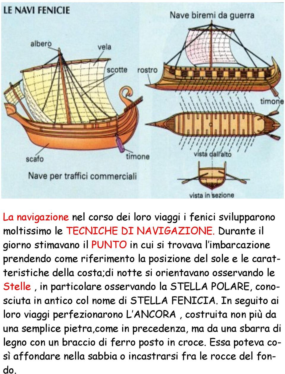 si orientavano osservando le Stelle, in particolare osservando la STELLA POLARE, conosciuta in antico col nome di STELLA FENICIA.