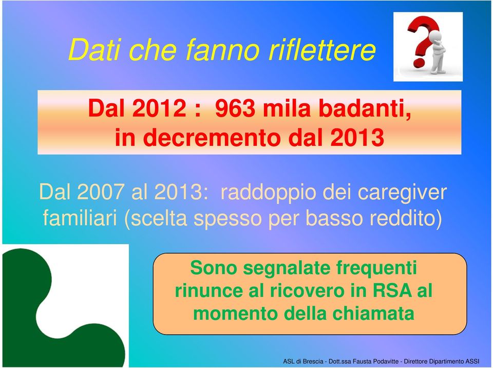 reddito) Sono segnalate frequenti rinunce al ricovero in RSA al momento della