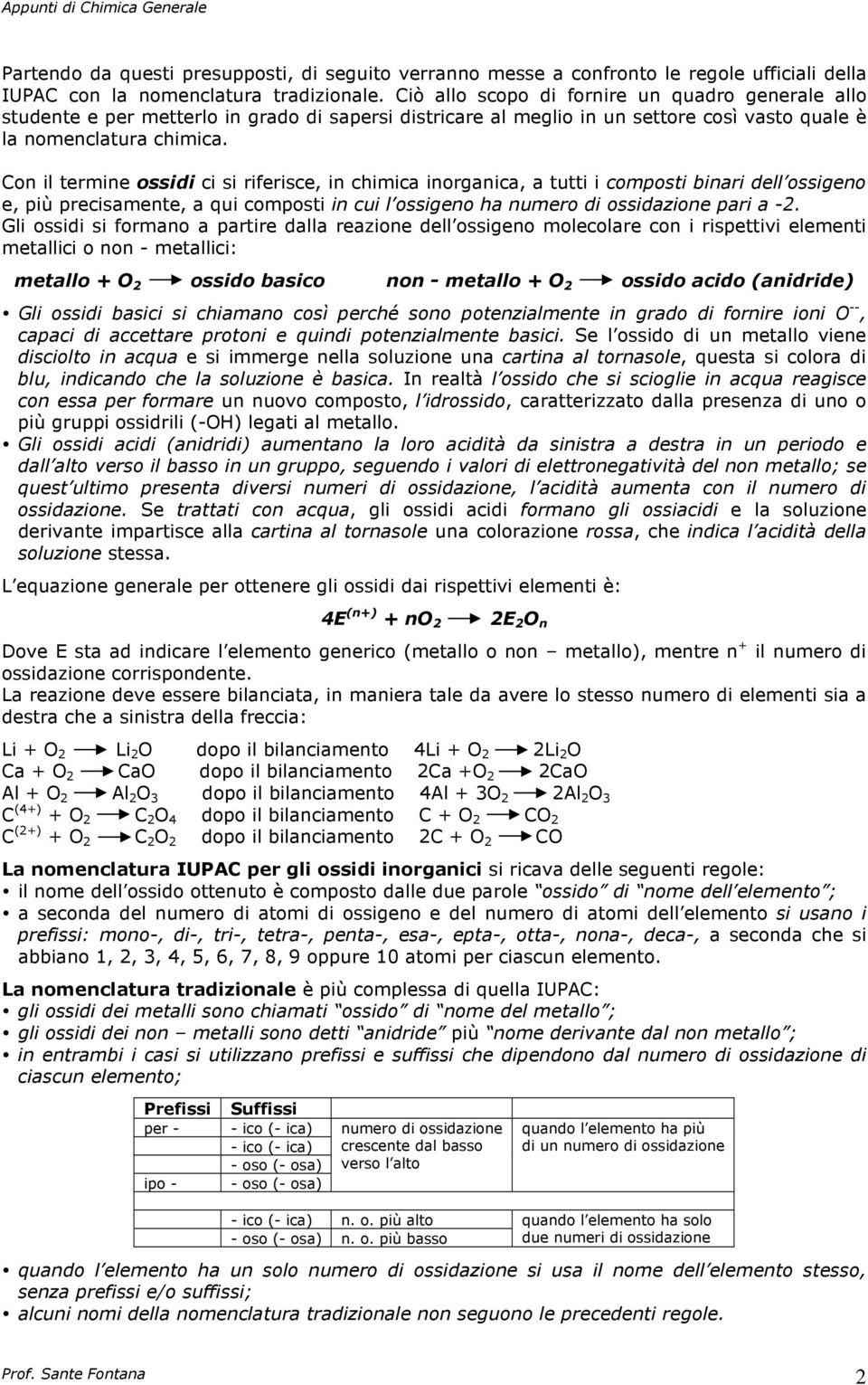 Con il termine ossidi ci si riferisce, in chimica inorganica, a tutti i composti binari dell ossigeno e, più precisamente, a qui composti in cui l ossigeno ha numero di ossidazione pari a 2.