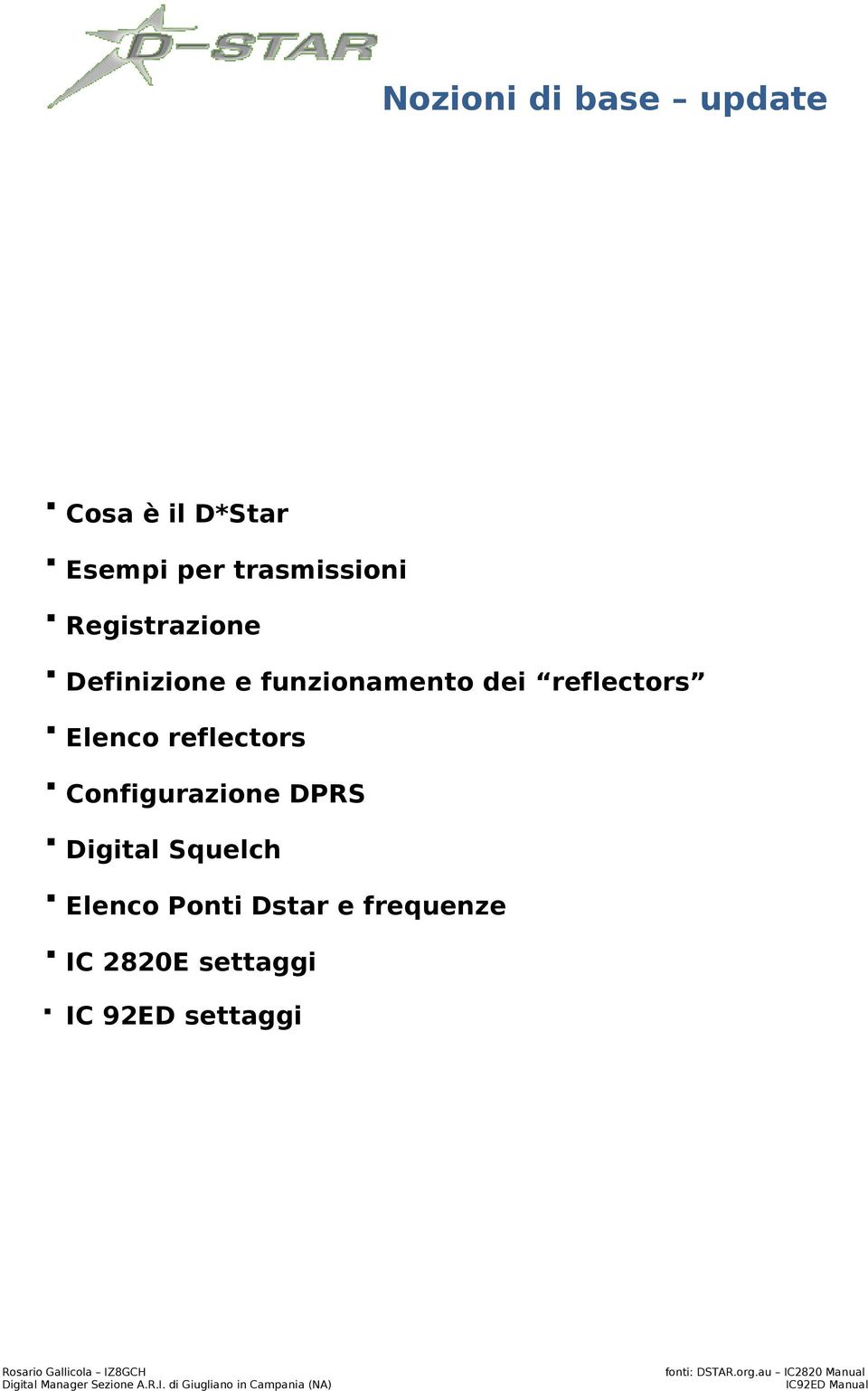 reflectors Configurazione DPRS Digital Squelch Elenco