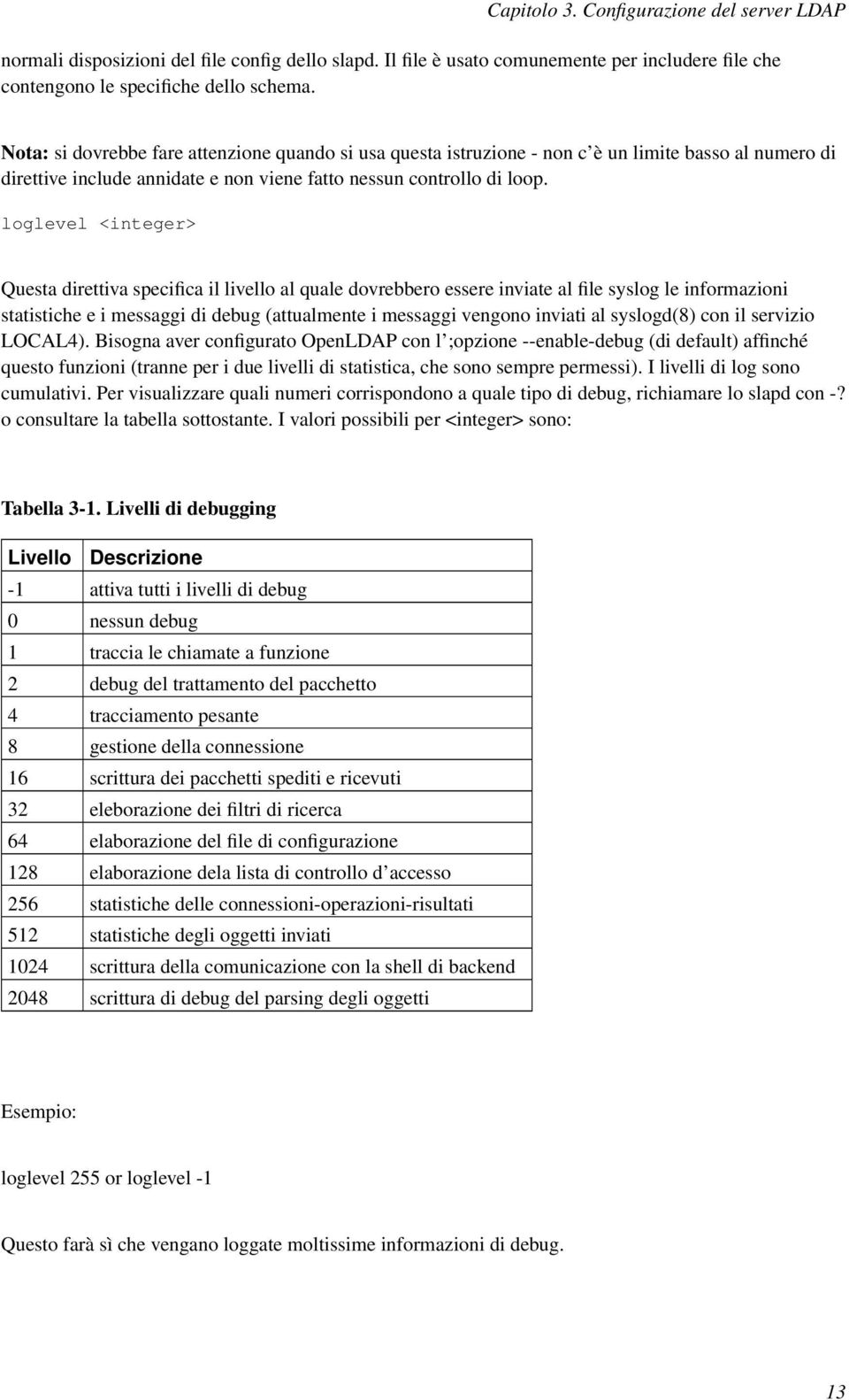 loglevel <integer> Questa direttiva specifica il livello al quale dovrebbero essere inviate al file syslog le informazioni statistiche e i messaggi di debug (attualmente i messaggi vengono inviati al