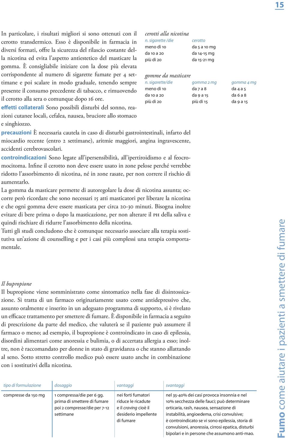 È consigliabile iniziare con la dose più elevata corrispondente al numero di sigarette fumate per 4 settimane e poi scalare in modo graduale, tenendo sempre presente il consumo precedente di tabacco,