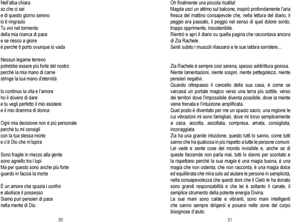 Magda uscì un attimo sul balcone, inspirò profondamente l aria fresca del mattino consapevole che, nella lettura del diario, il peggio era passato, il peggio nel senso di quel dolore sordo, troppo