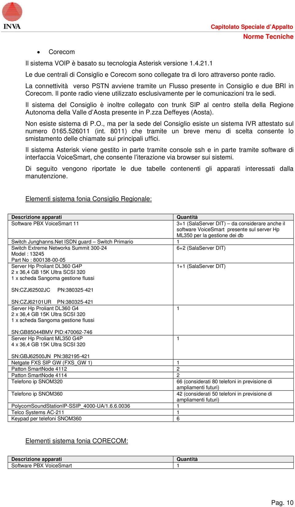 Il sistema del Consiglio è inoltre collegato con trunk SIP al centro stella della Regione Autonoma della Valle d Aosta presente in P.zza Deffeyes (Aosta). Non esiste sistema di P.O.