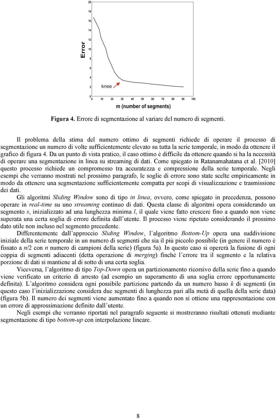 grafico di figura 4. Da un punto di vista pratico, il caso ottimo è difficile da ottenere quando si ha la necessità di operare una segmentazione in linea su streaming di dati.