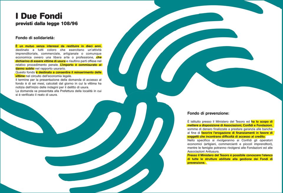 L importo è commisurato al danno subito nel rapporto usurario. Questo fondo è destinato a consentire il reinserimento delle vittime nel circuito dell economia legale.