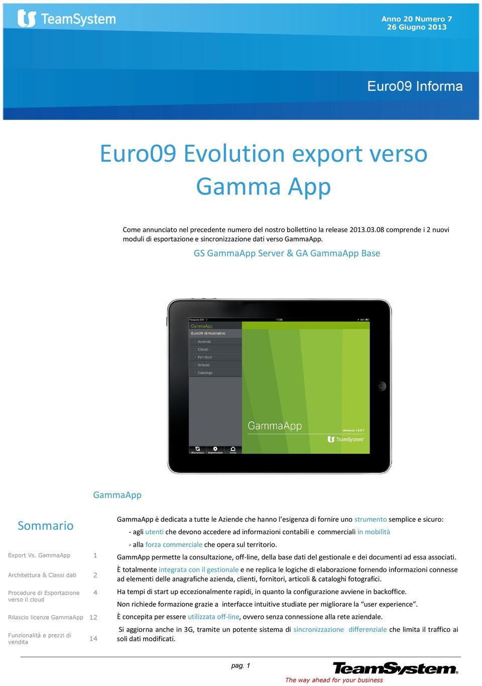 GammaApp 1 Architettura & Classi dati 2 Procedure di Esportazione verso il cloud Rilascio licenze GammaApp 12 Funzionalità e prezzi di vendita 4 14 GammaApp è dedicata a tutte le Aziende che hanno l