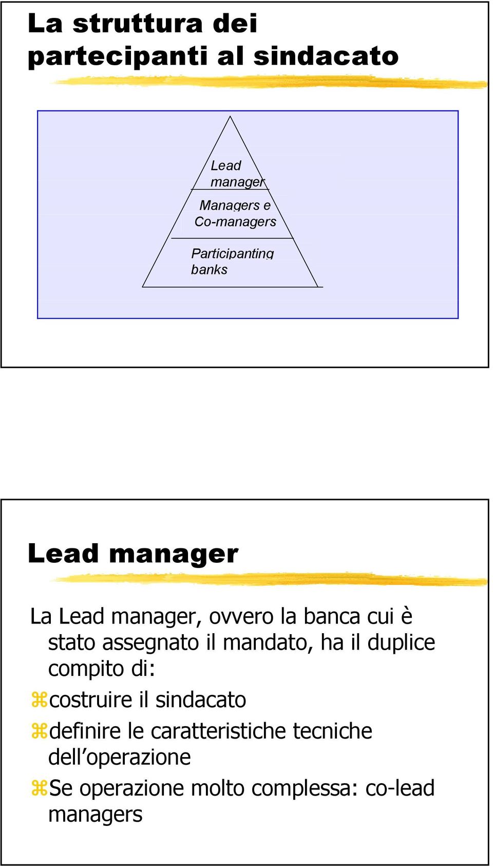 assegnato il mandato, ha il duplice compito di: costruire il sindacato definire le