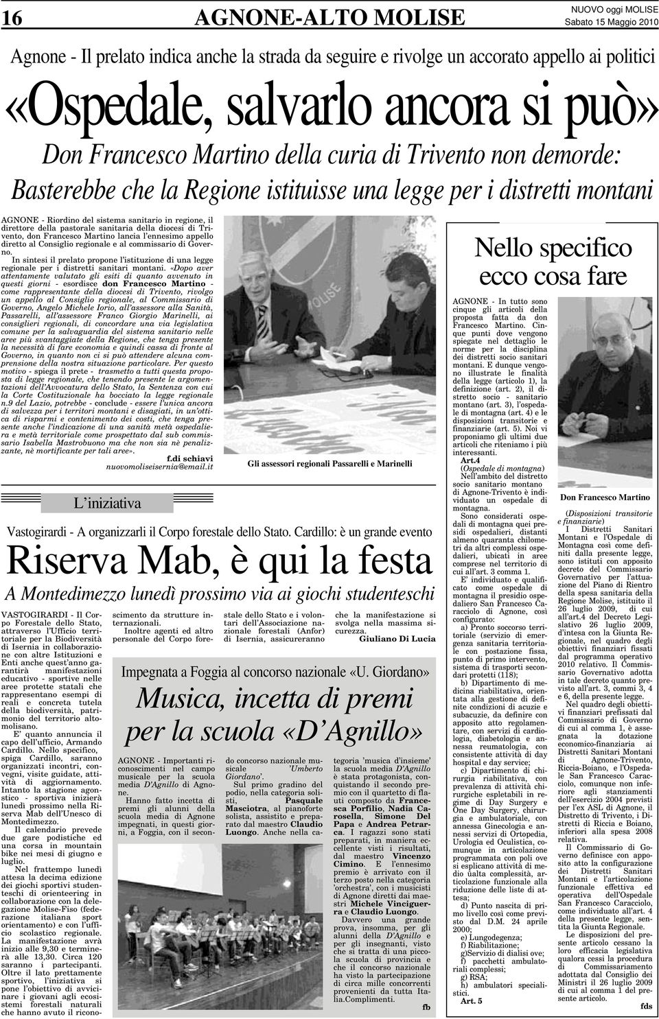 diocesi di Trivento, don Francesco Martino lancia l ennesimo appello diretto al Consiglio regionale e al commissario di Governo.