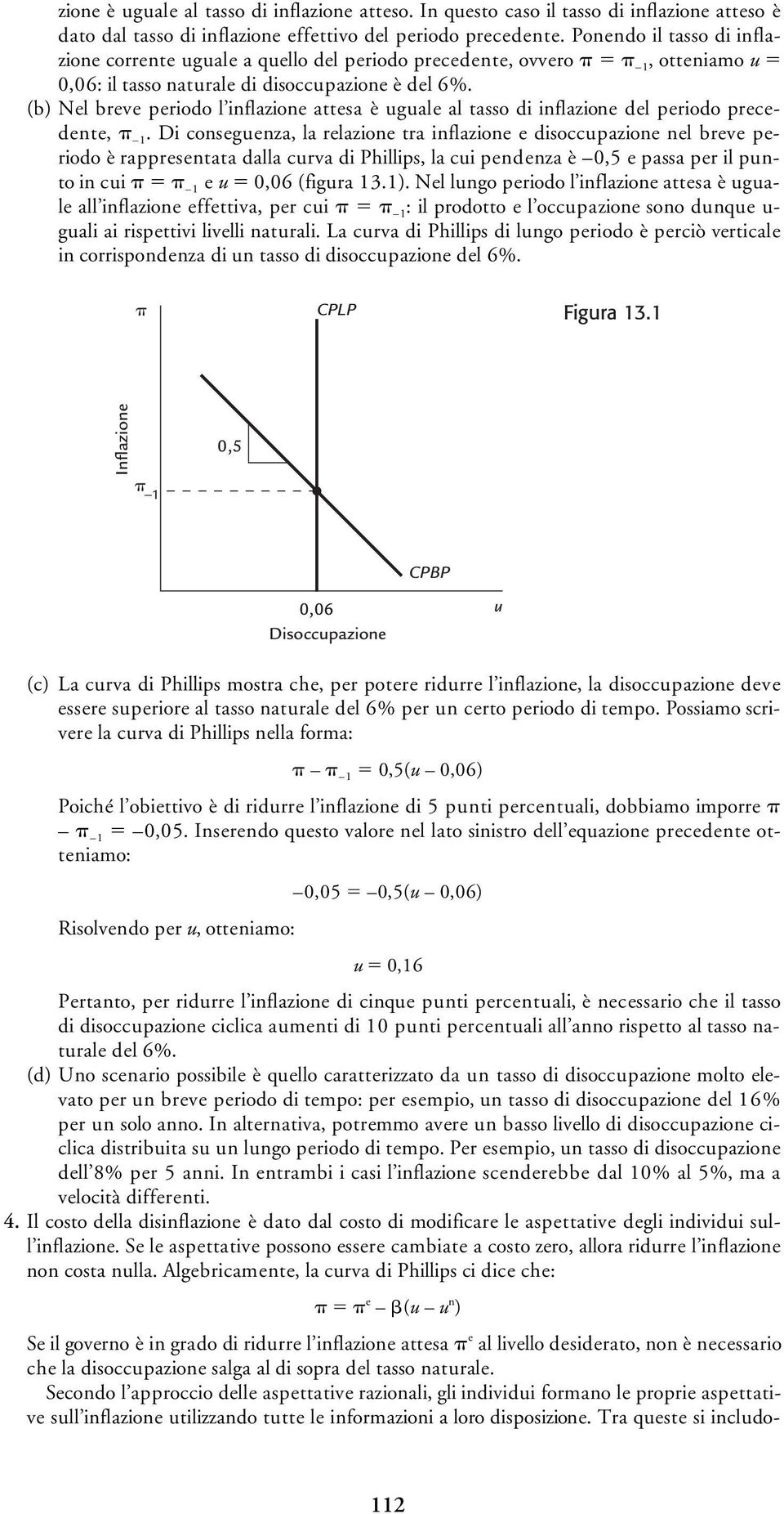 (b) Nel breve periodo l inflazione attesa è uguale al tasso di inflazione del periodo precedente, 1.