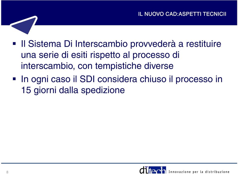 processo di interscambio, con tempistiche diverse In ogni