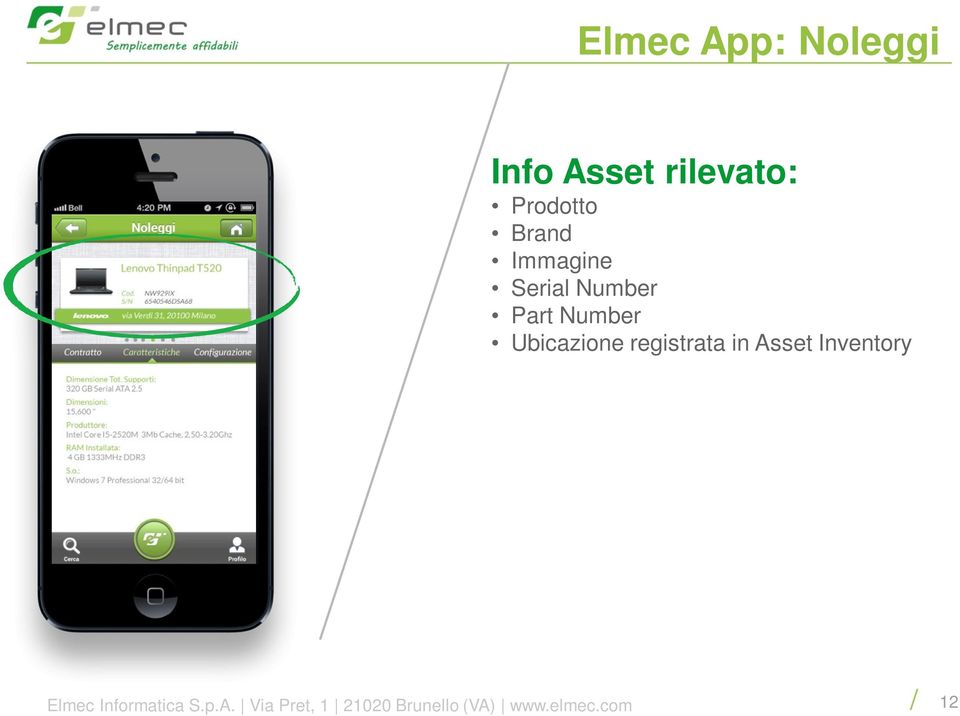 Ubicazione registrata in Asset Inventory Elmec