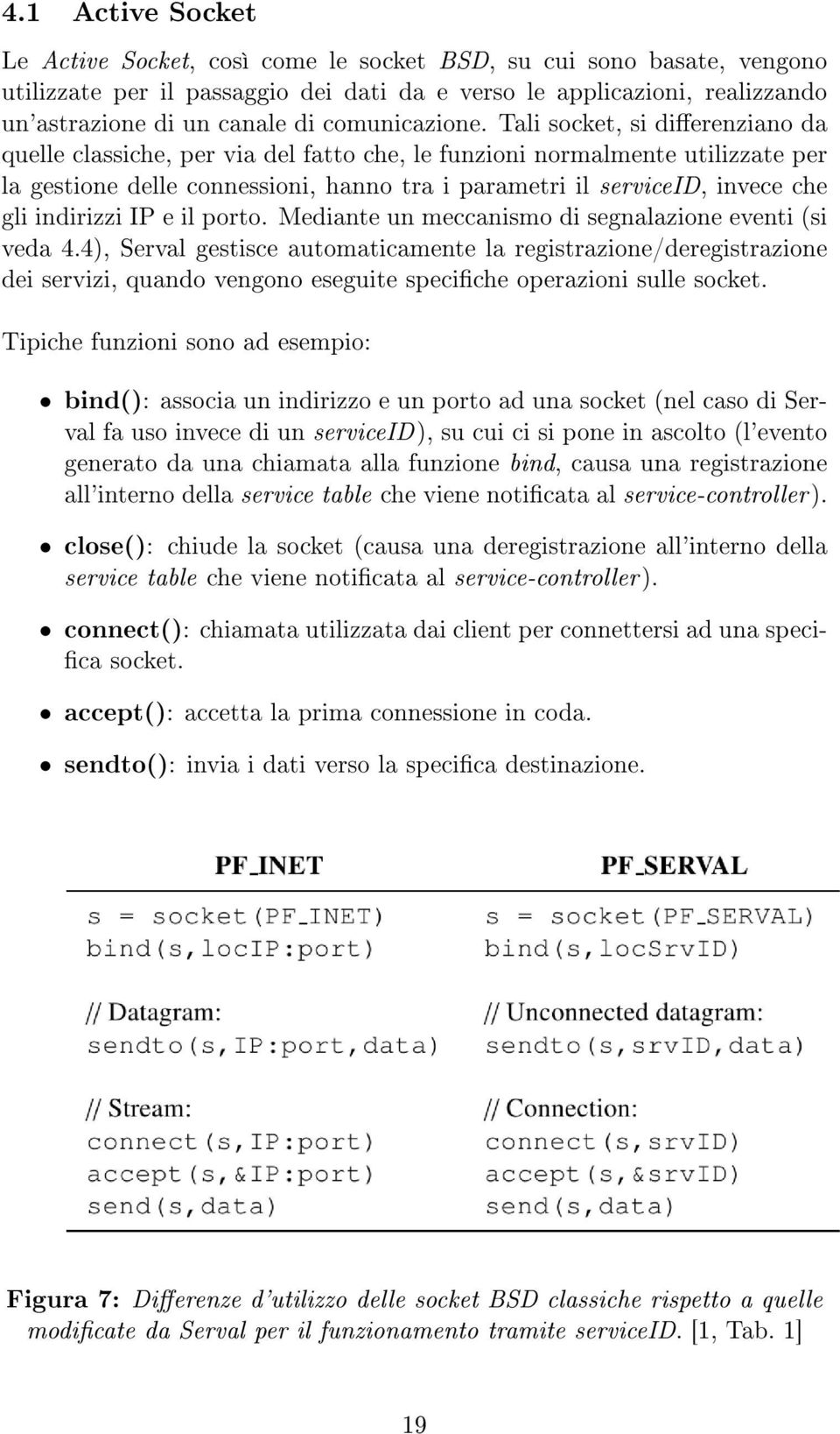 Tali socket, si dierenziano da quelle classiche, per via del fatto che, le funzioni normalmente utilizzate per la gestione delle connessioni, hanno tra i parametri il serviceid, invece che gli