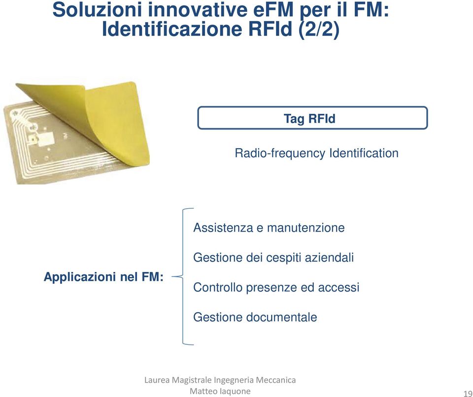 manutenzione Applicazioni nel FM: Gestione dei cespiti