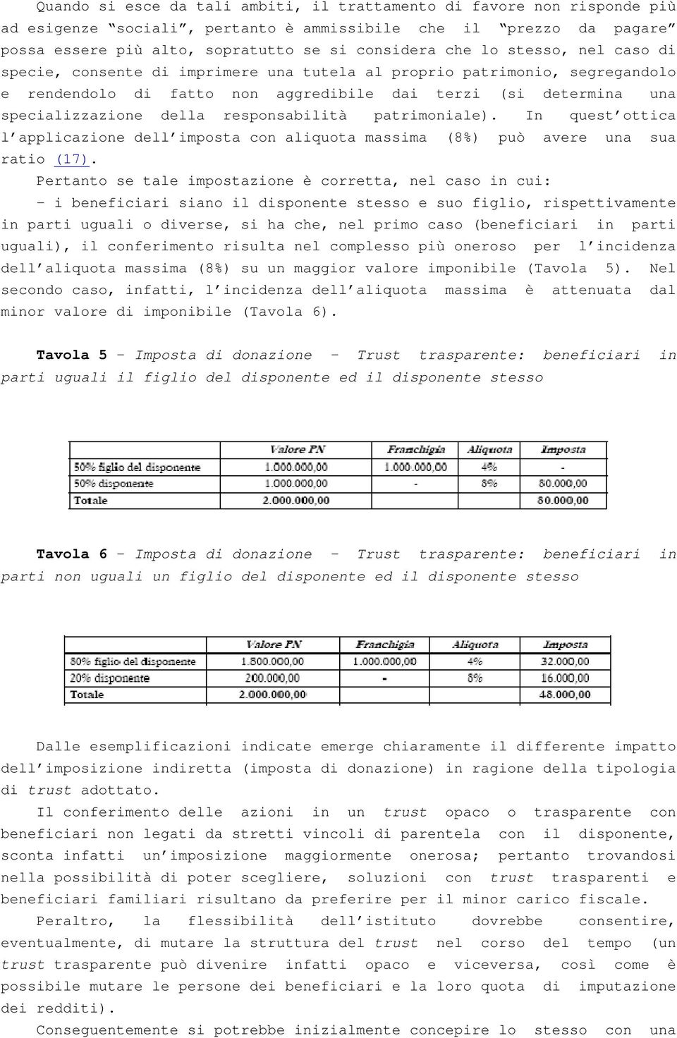 responsabilità patrimoniale). In quest ottica l applicazione dell imposta con aliquota massima (8%) può avere una sua ratio (17).