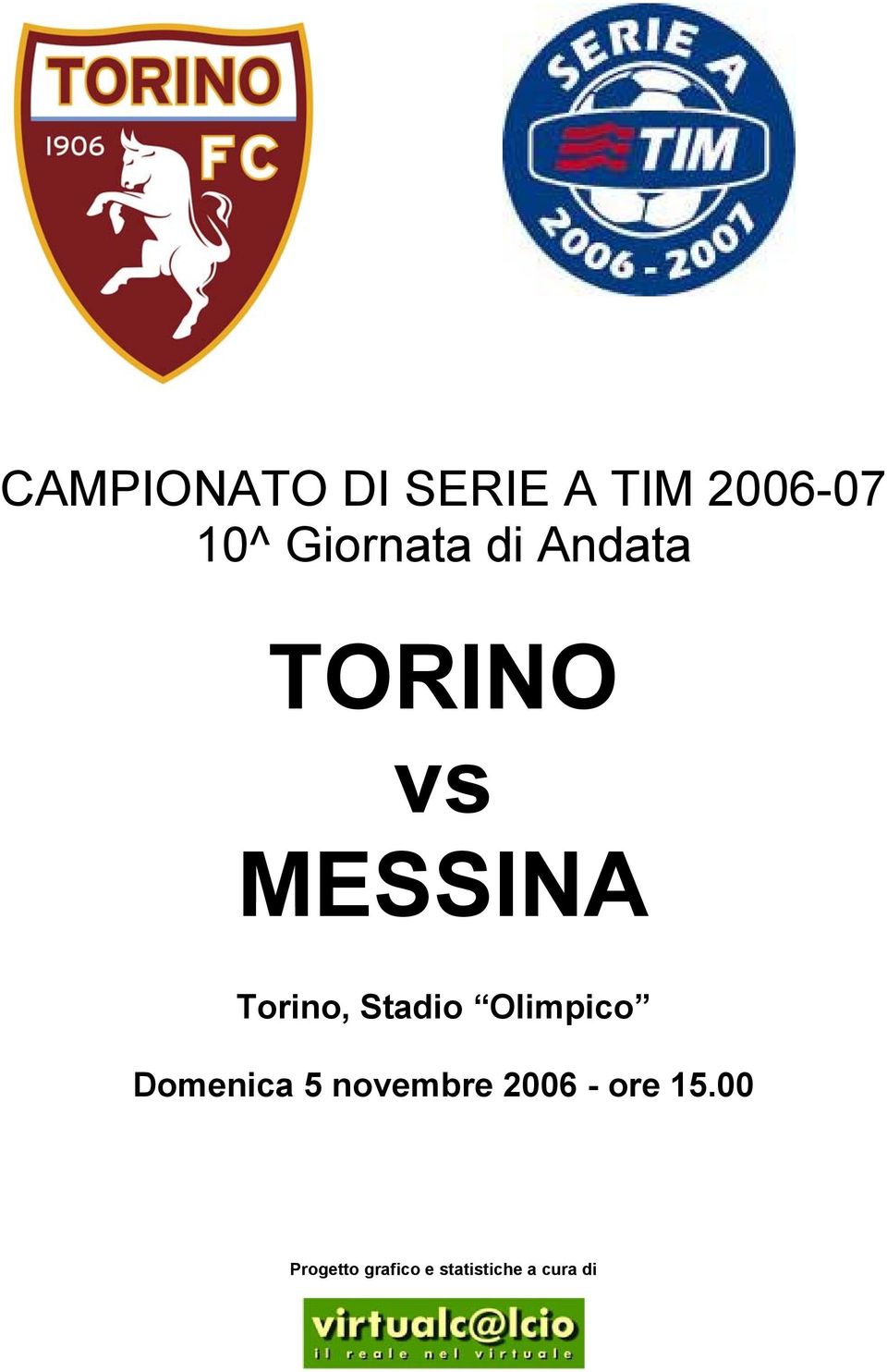 Torino, Stadio Olimpico Domenica 5 novembre