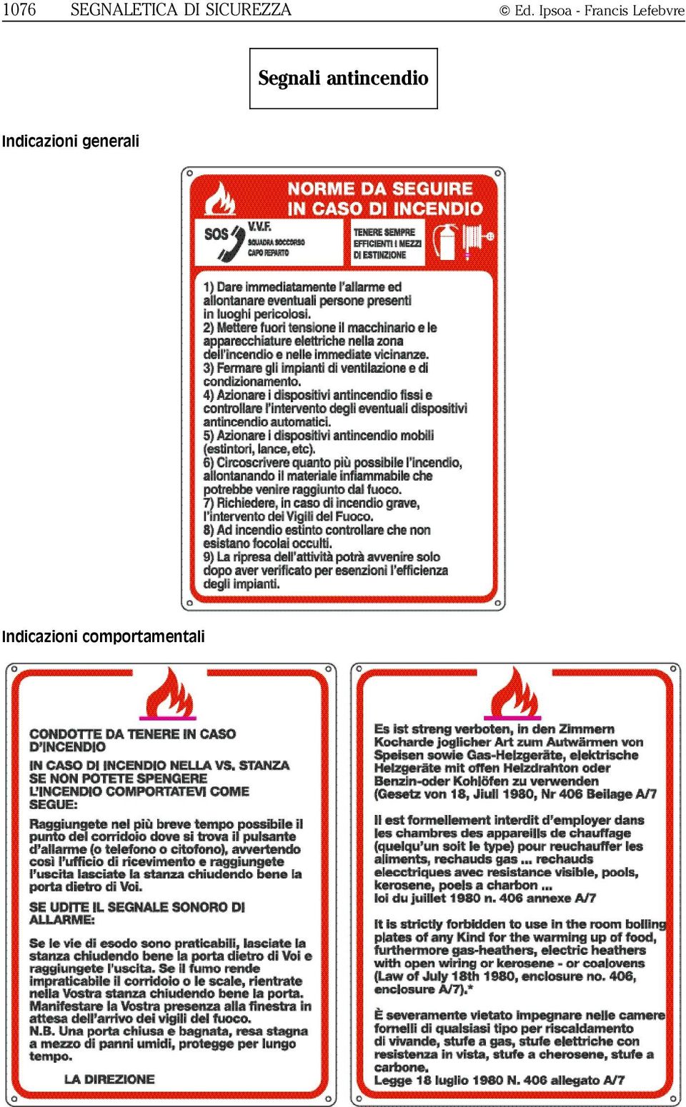 Segnali antincendio Indicazioni