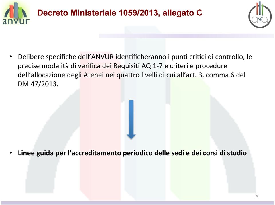 e procedure dell allocazione degli Atenei nei qua=ro livelli di cui all art.