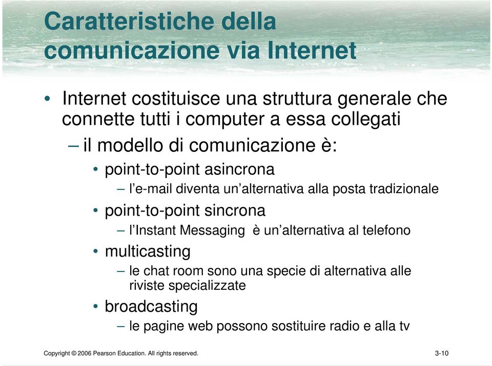 point-to-point sincrona l Instant Messaging è un alternativa al telefono multicasting le chat room sono una specie di alternativa