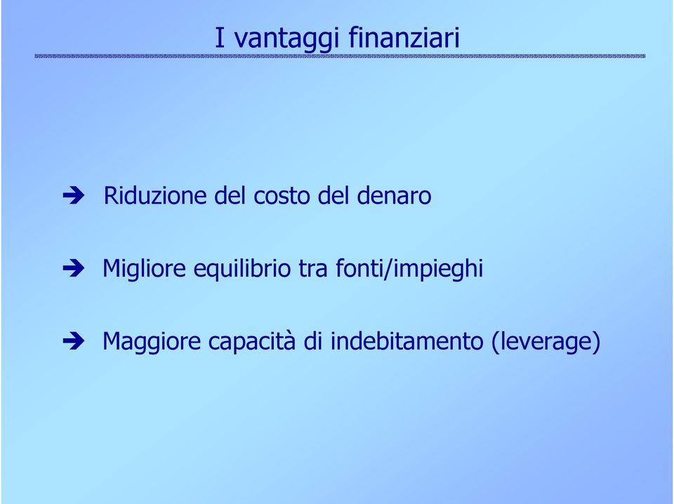 equilibrio tra fonti/impieghi