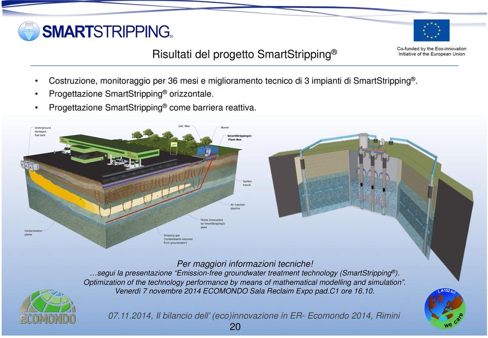 Per maggiori informazioni tecniche! segui la presentazione Emission-free groundwater treatment technology (SmartStripping ).