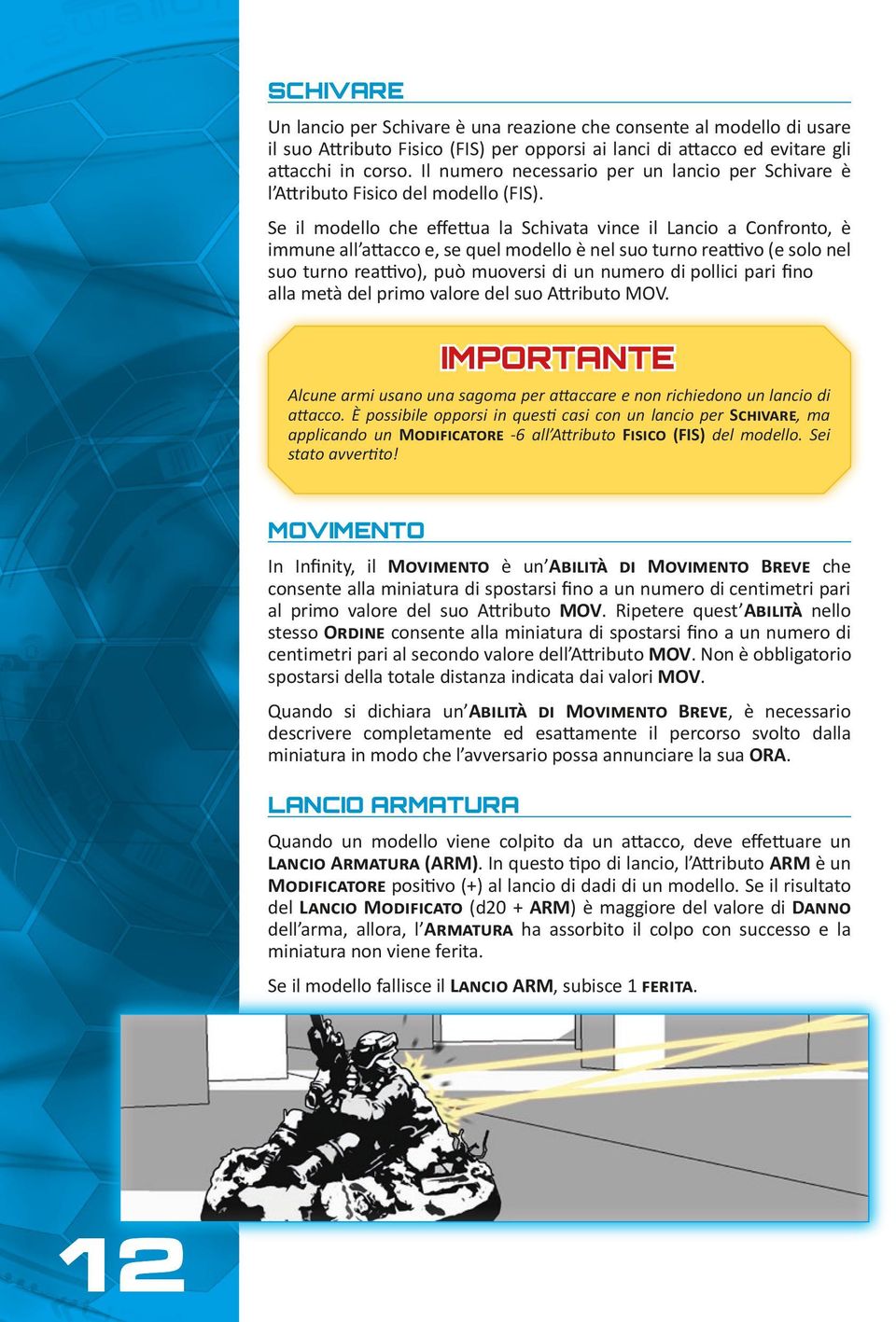 Se il modello che effettua la Schivata vince il Lancio a Confronto, è immune all attacco e, se quel modello è nel suo turno reattivo (e solo nel suo turno reattivo), può muoversi di un numero di