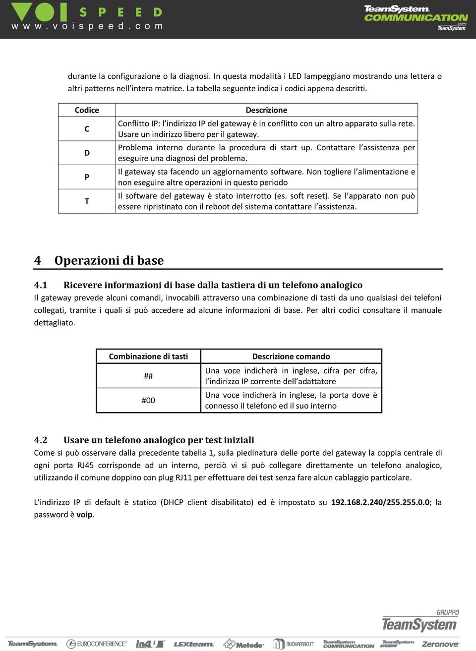 Problema interno durante la procedura di start up. Contattare l assistenza per eseguire una diagnosi del problema. Il gateway sta facendo un aggiornamento software.