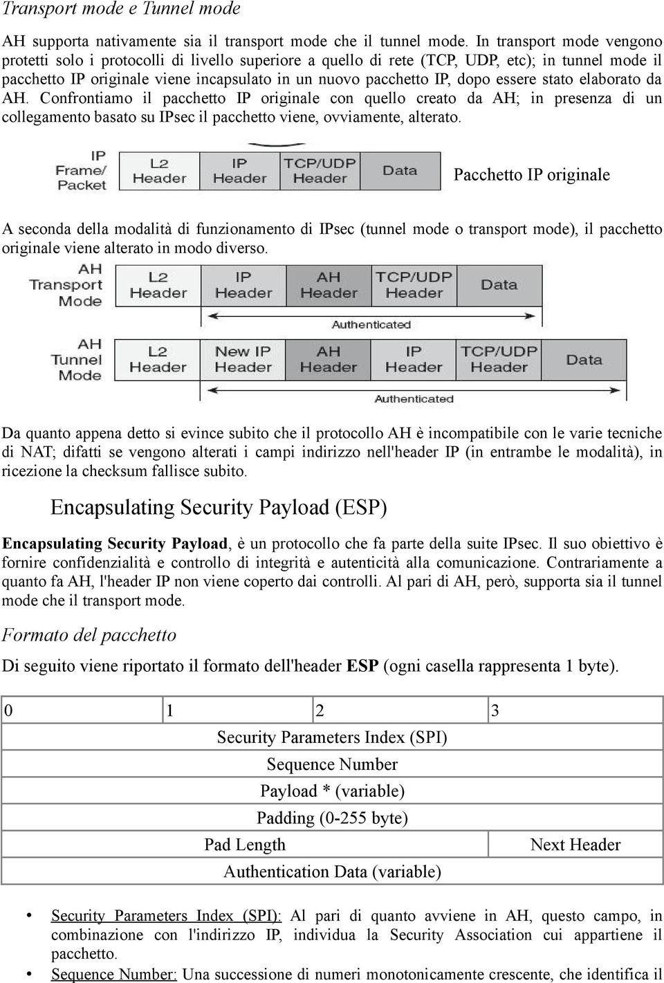 essere stato elaborato da AH. Confrontiamo il pacchetto IP originale con quello creato da AH; in presenza di un collegamento basato su IPsec il pacchetto viene, ovviamente, alterato.