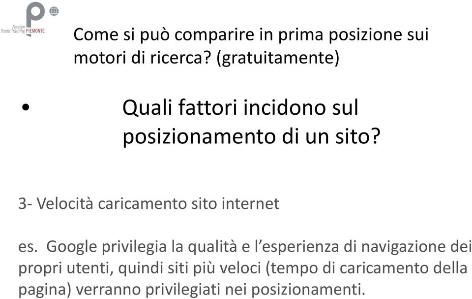 3- Velocità caricamento sito internet es.