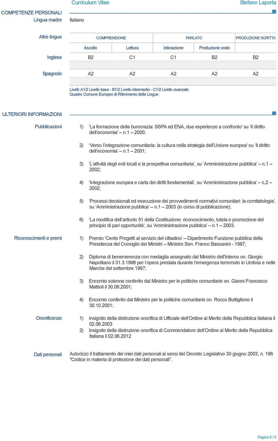 ENA, due esperienze a confronto su Il diritto dell economia n.1 2000; 2) Verso l integrazione comunitaria: la cultura nella strategia dell Unione europea su Il diritto dell economia n.