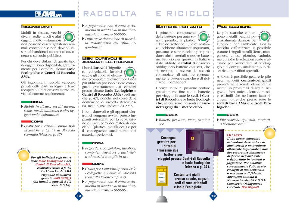 Gli ingombranti raccolti vengono privati delle parti in legno e ferro recuperabili e successivamente avviati al corretto smaltimento.