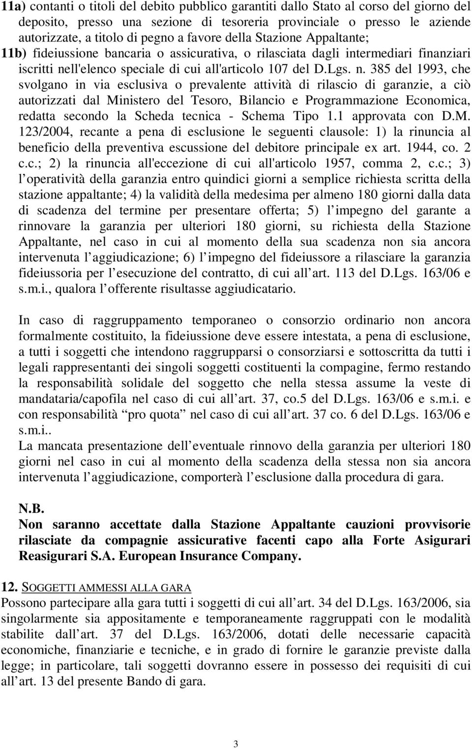 ll'elenco speciale di cui all'articolo 107 del D.Lgs. n.