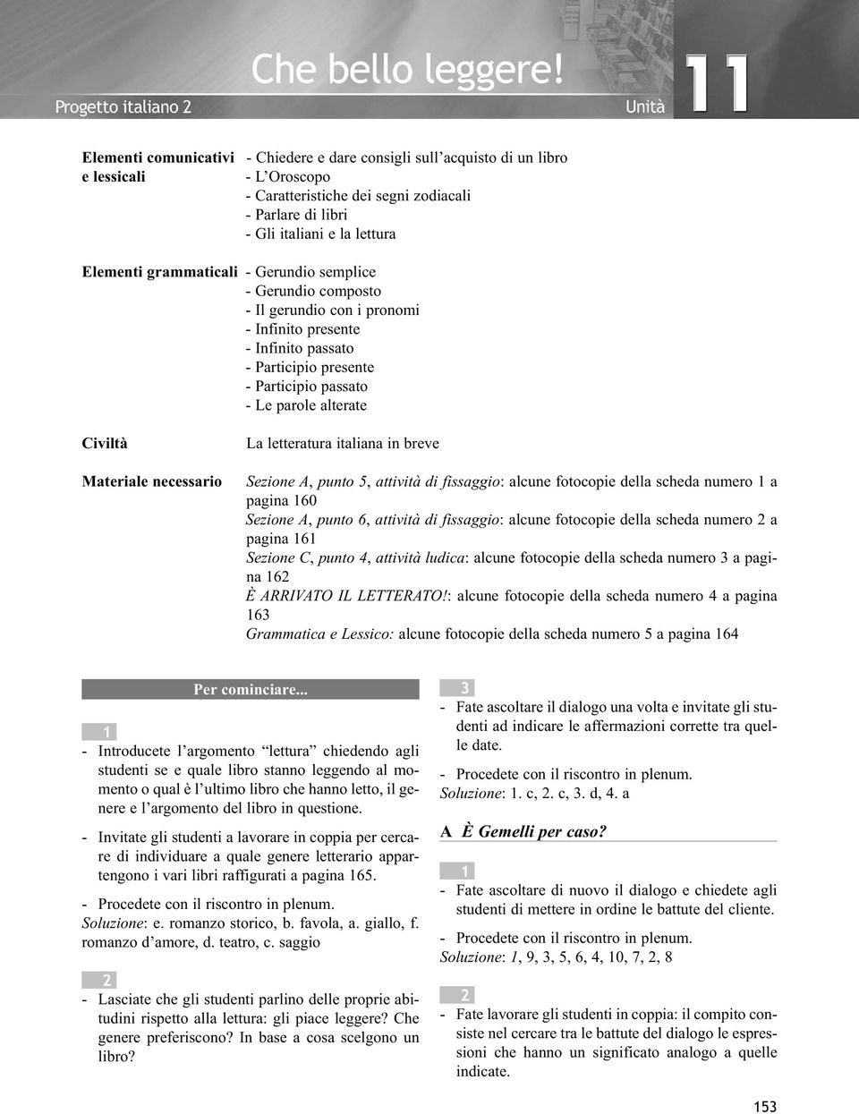 Materiale necessario La letteratura italiana in breve Sezione A, punto 5, attività di fissaggio: alcune fotocopie della scheda numero a pagina 60 Sezione A, punto 6, attività di fissaggio: alcune