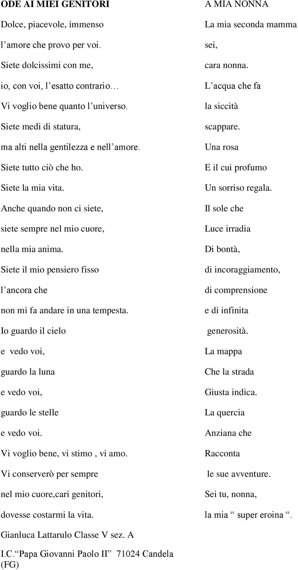 Siete il mio pensiero fisso l ancora che non mi fa andare in una tempesta. Io guardo il cielo e vedo voi, guardo la luna e vedo voi, guardo le stelle e vedo voi. Vi voglio bene, vi stimo, vi amo.