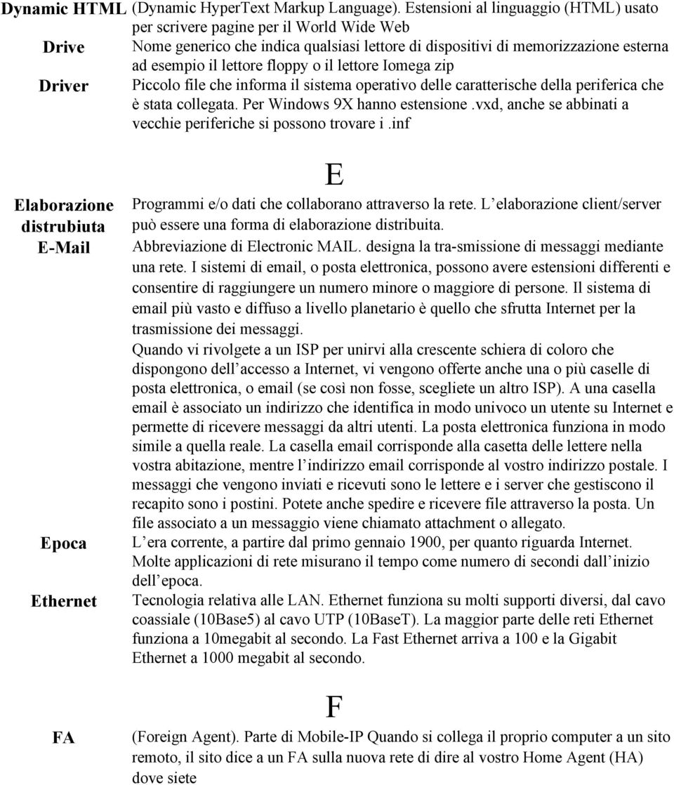 o il lettore Iomega zip Driver Piccolo file che informa il sistema operativo delle caratterische della periferica che è stata collegata. Per Windows 9X hanno estensione.