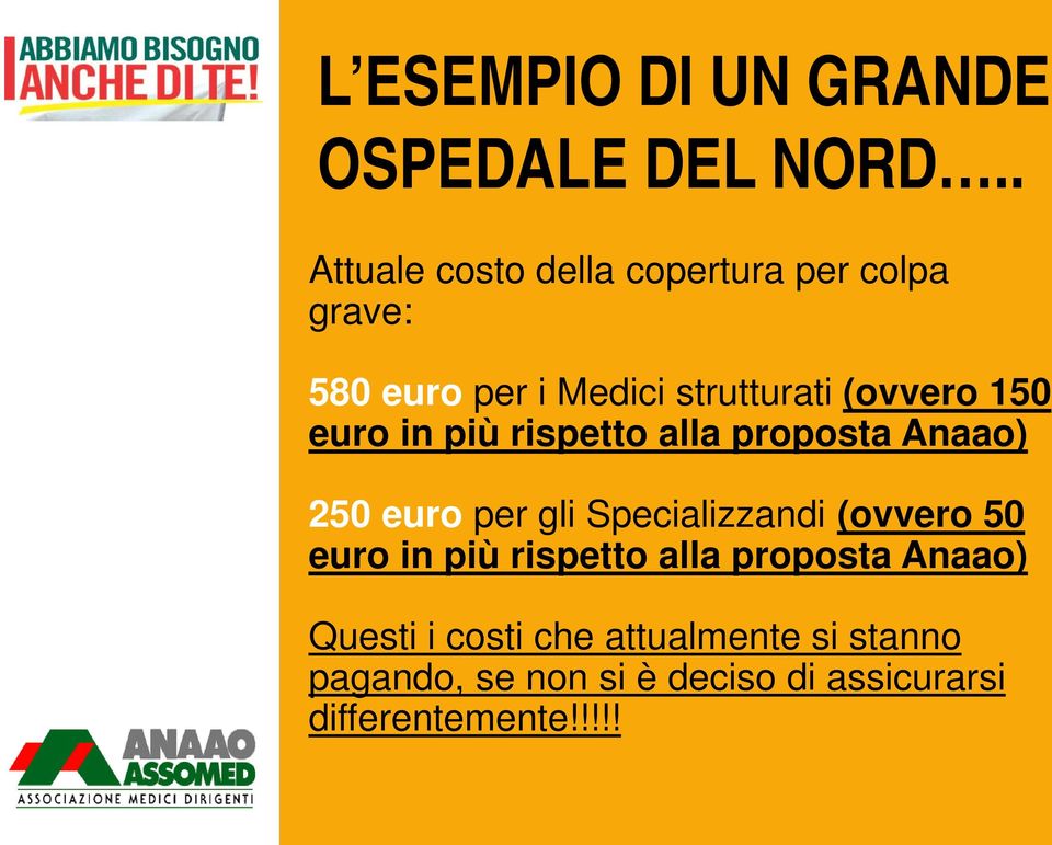 150 euro in più rispetto alla proposta Anaao) 250 euro per gli Specializzandi (ovvero 50