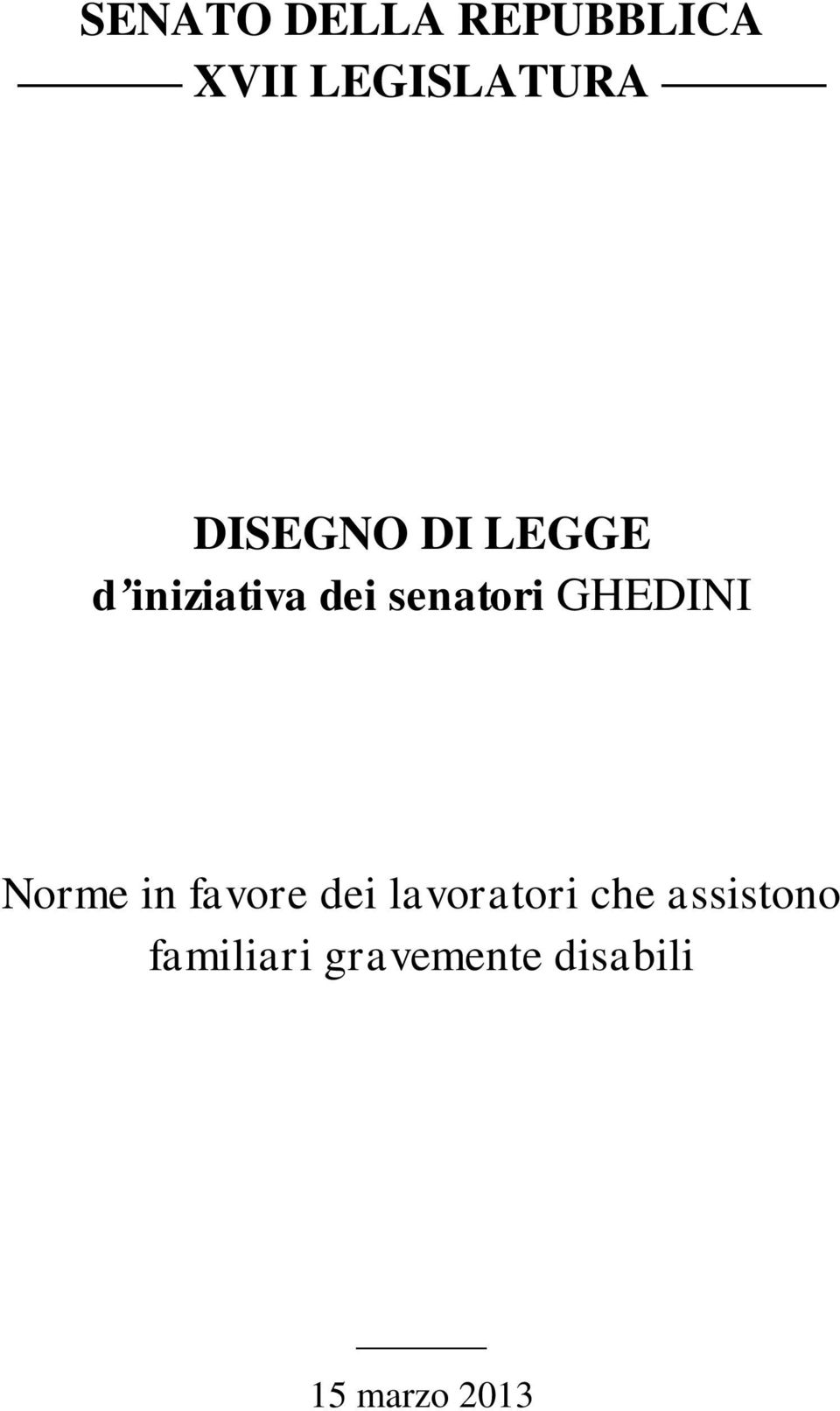 GHEDINI Norme in favore dei lavoratori che