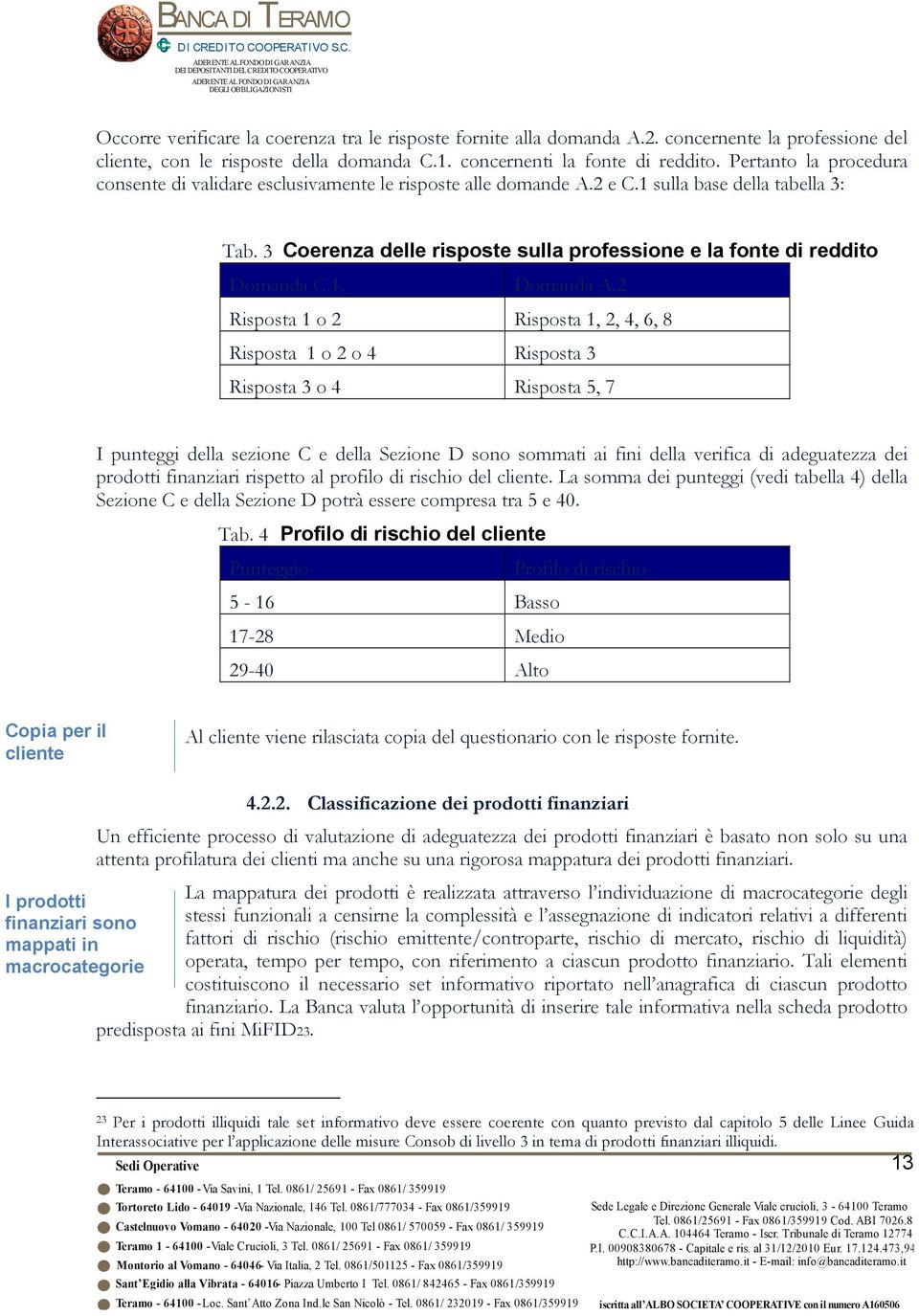 3 Coerenza delle risposte sulla professione e la fonte di reddito Domanda C.1. Domanda A.