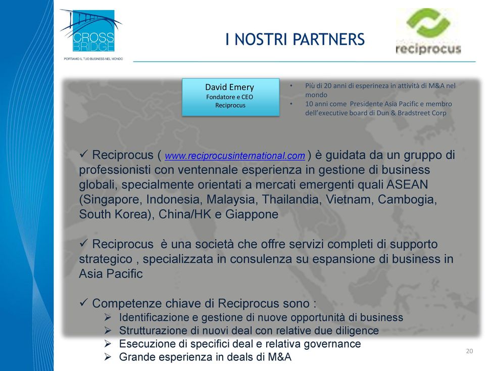 com ) è guidata da un gruppo di professionisti con ventennale esperienza in gestione di business globali, specialmente orientati a mercati emergenti quali ASEAN (Singapore, Indonesia, Malaysia,